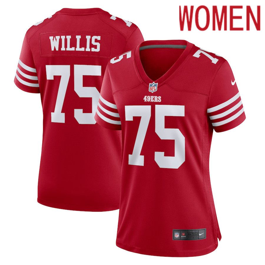 Women San Francisco 49ers #75 Jordan Willis Nike Scarlet Team Game Player NFL Jersey